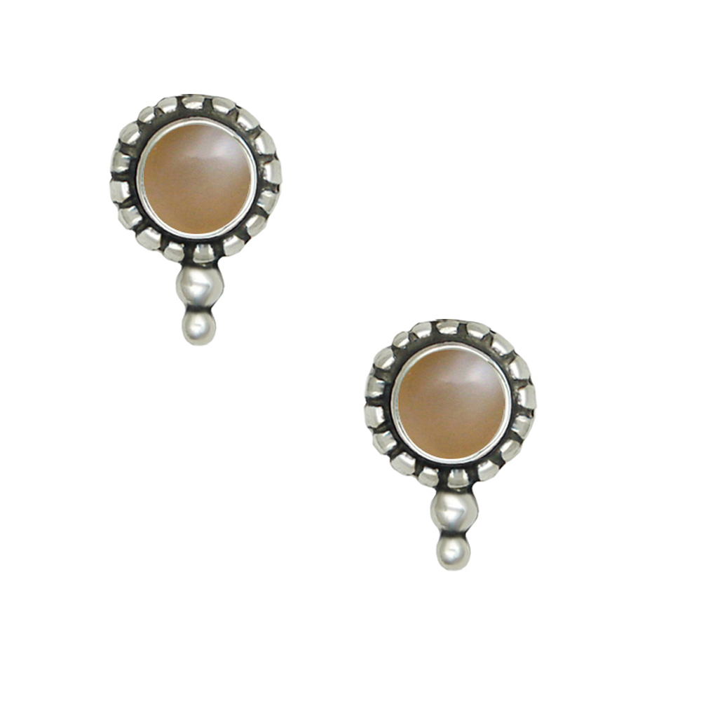 Sterling Silver Little Peach Moonstone Post Stud Earrings